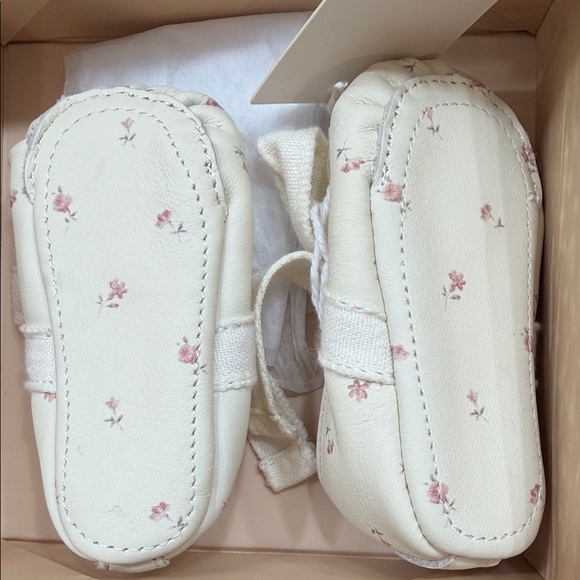 Jamie Kay Ivory Floral Baby Ballerina soft crib Shoes Size 15-16 EU - Picture 2 of 4